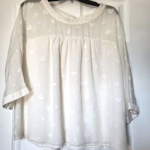 Rose + Olive Women's M Blouse Heart Print  3/4 Sleeve Blouse